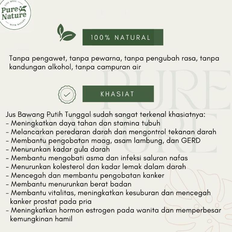 

[KODE PRODUK HN9PJ8348] PureNature Jus Bawang Putih Tunggal Premium Quality HALAL