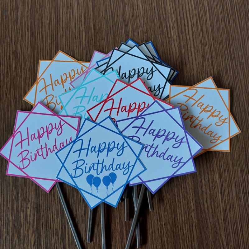 cake topper happy birthday/ucapan ulang tahun happy birthday (kertas isi 6pcs)