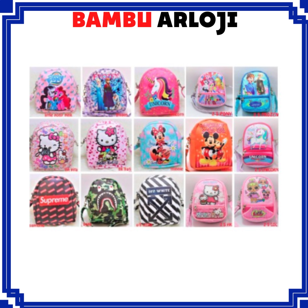 ( BAJ)TAS SELEMPANG ANAK CEWEK FASHION IMPORT TALI FULL PRINTING WATERPROOF LOL UNICORN HK FROZEN PO / TA025