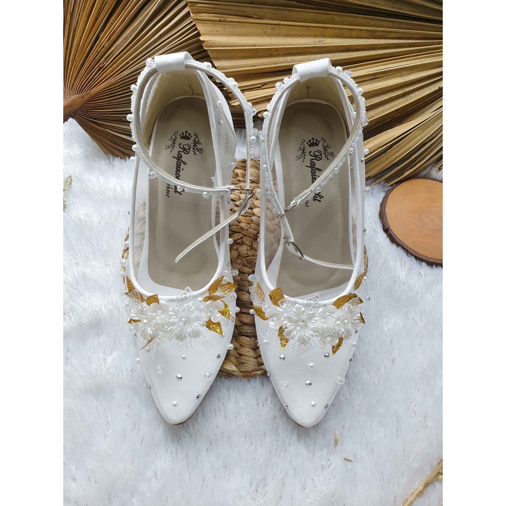 Sepatu wedding cantik Ayyara putih cantik 9 cm