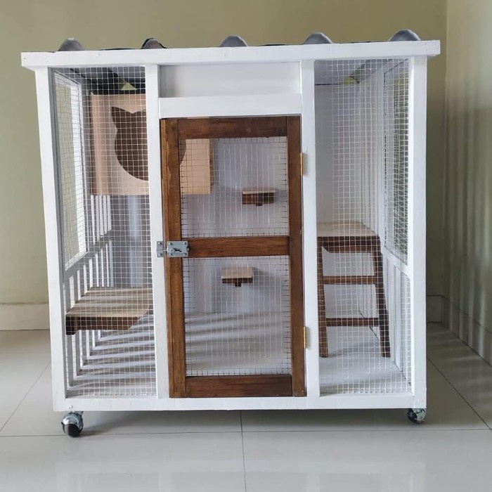 kandang kucing outdoor bahan kayu cat house dapat aksesoris interior