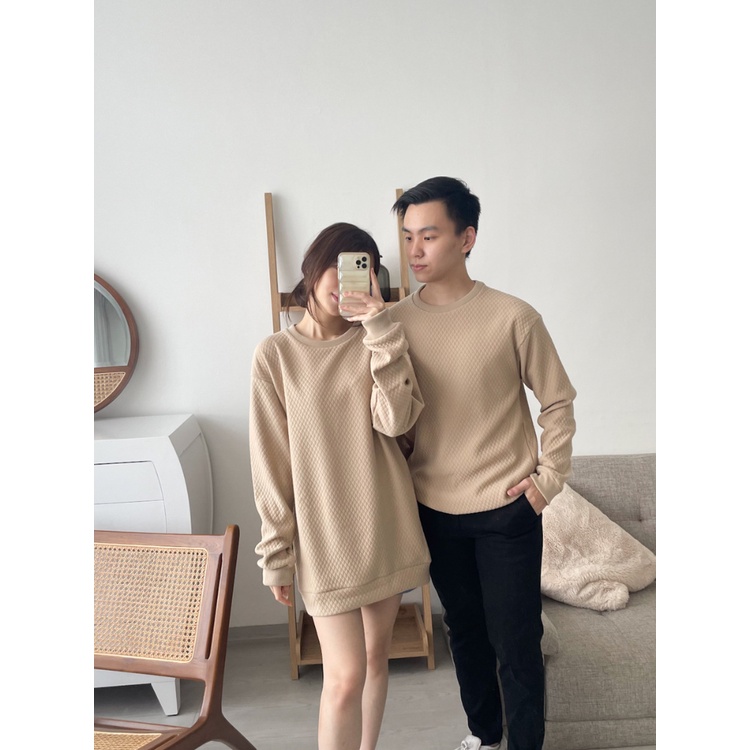 Kadaka U-0107 Sweater Unisex Pria Wanita Tangan Panjang Cotton Emboss