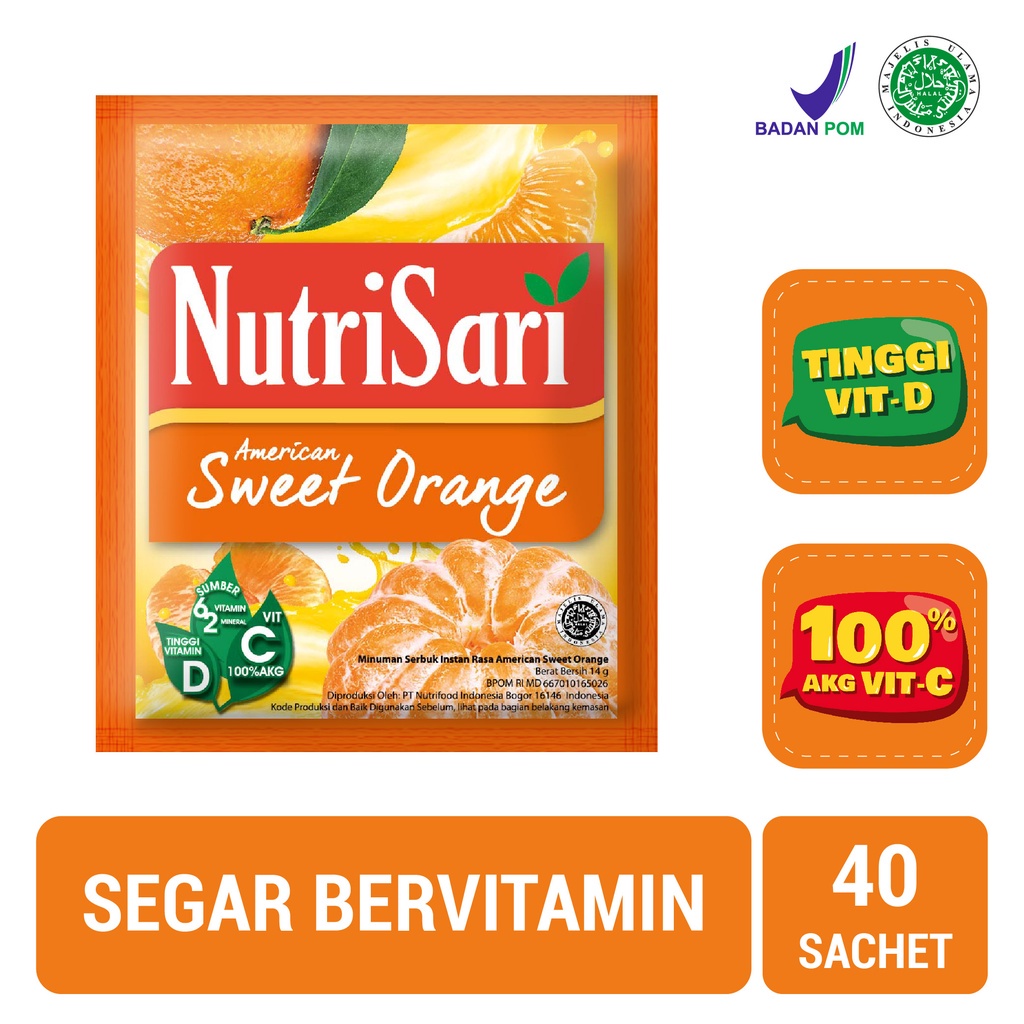 Nutrisari sachet American sweet Orange 1 renceng isi 10