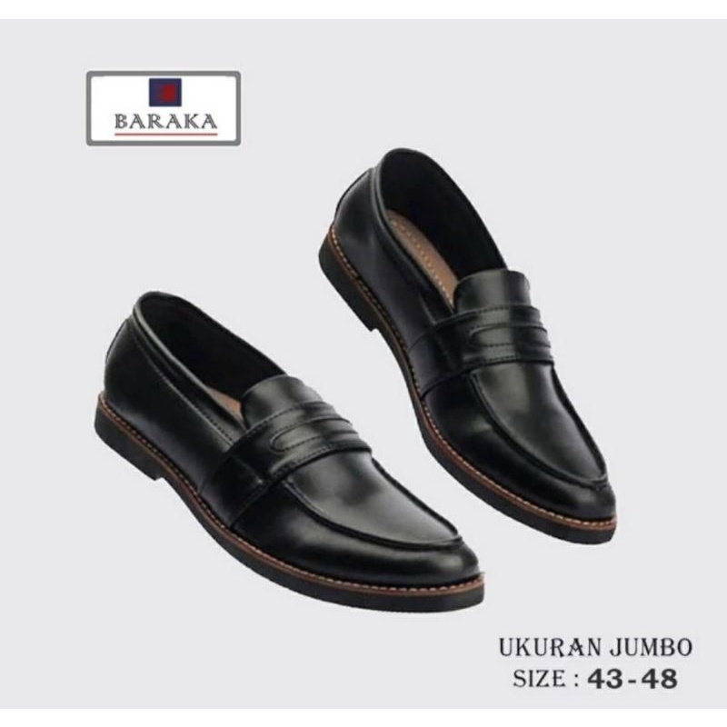 Bisa COD / Sepatu Pantofel Pria Big Size 44-48 BRK-1 Jumbo Ukuran Besar Kulit, Hitam 47