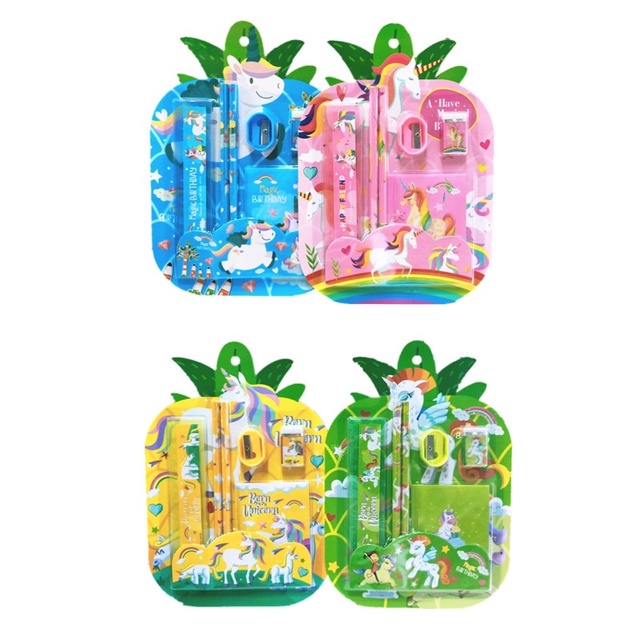 

NANAS paket alat tulis stationery set unicorn book 6in1