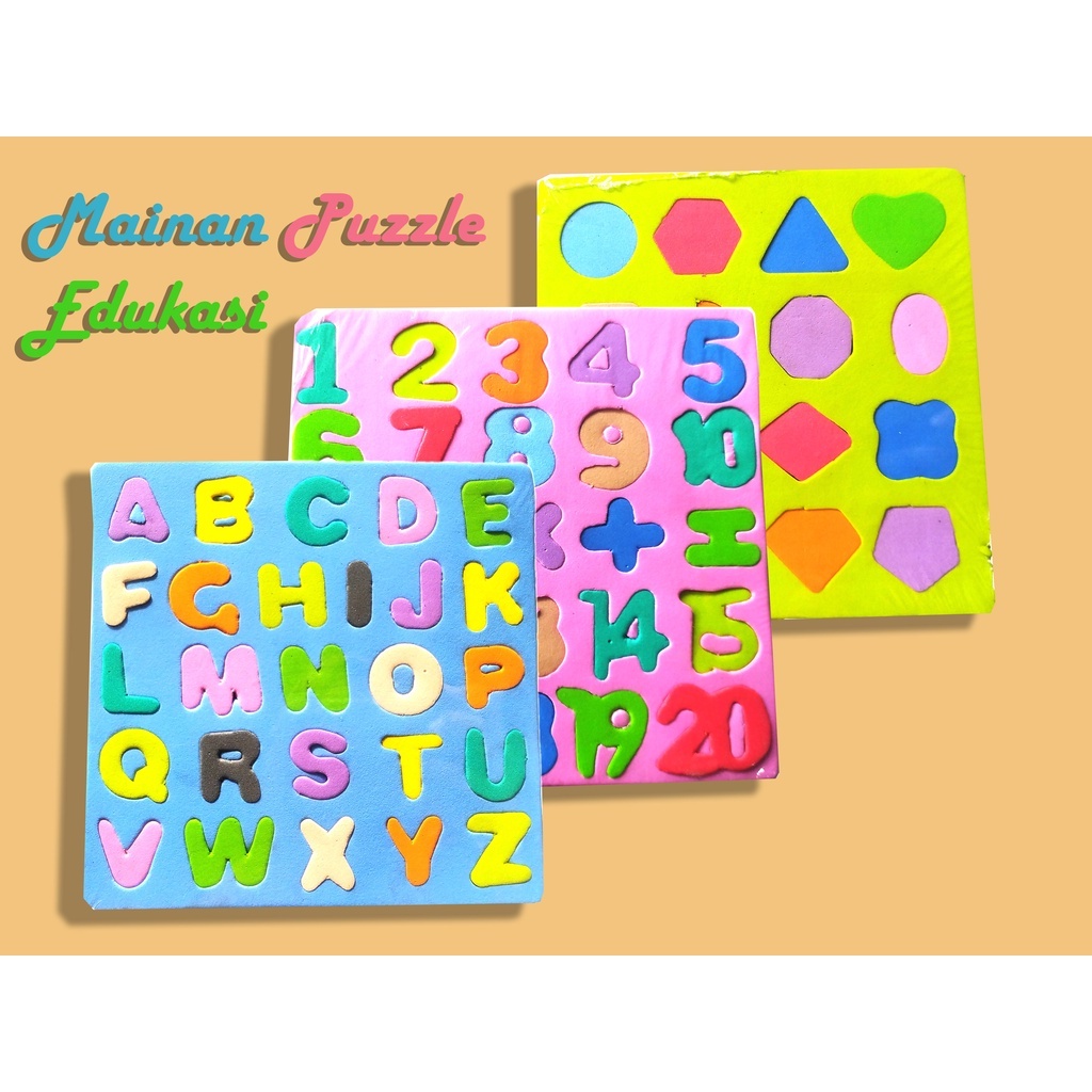 Mainan Puzzle Edukatif Tetris / Balok Huruf / Angka / Geometri Varian Warna