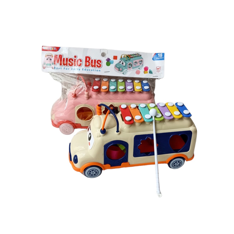 BIG SALE - Mainan Edukasi Motorik Happy Bus Puzzle Xylophone Music Mobil BUS YE19 DUS//mainan edukasi anak// kado mainan anak //mainan murah meriah