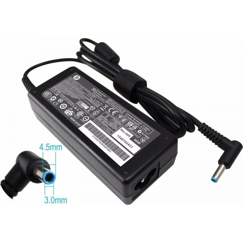 Adaptor Casan Charger Laptop Hp 19.5v 3.33a 4.5 x 3.0mm Colokan Biru HP EliteBook 820 G3 830 G7 840