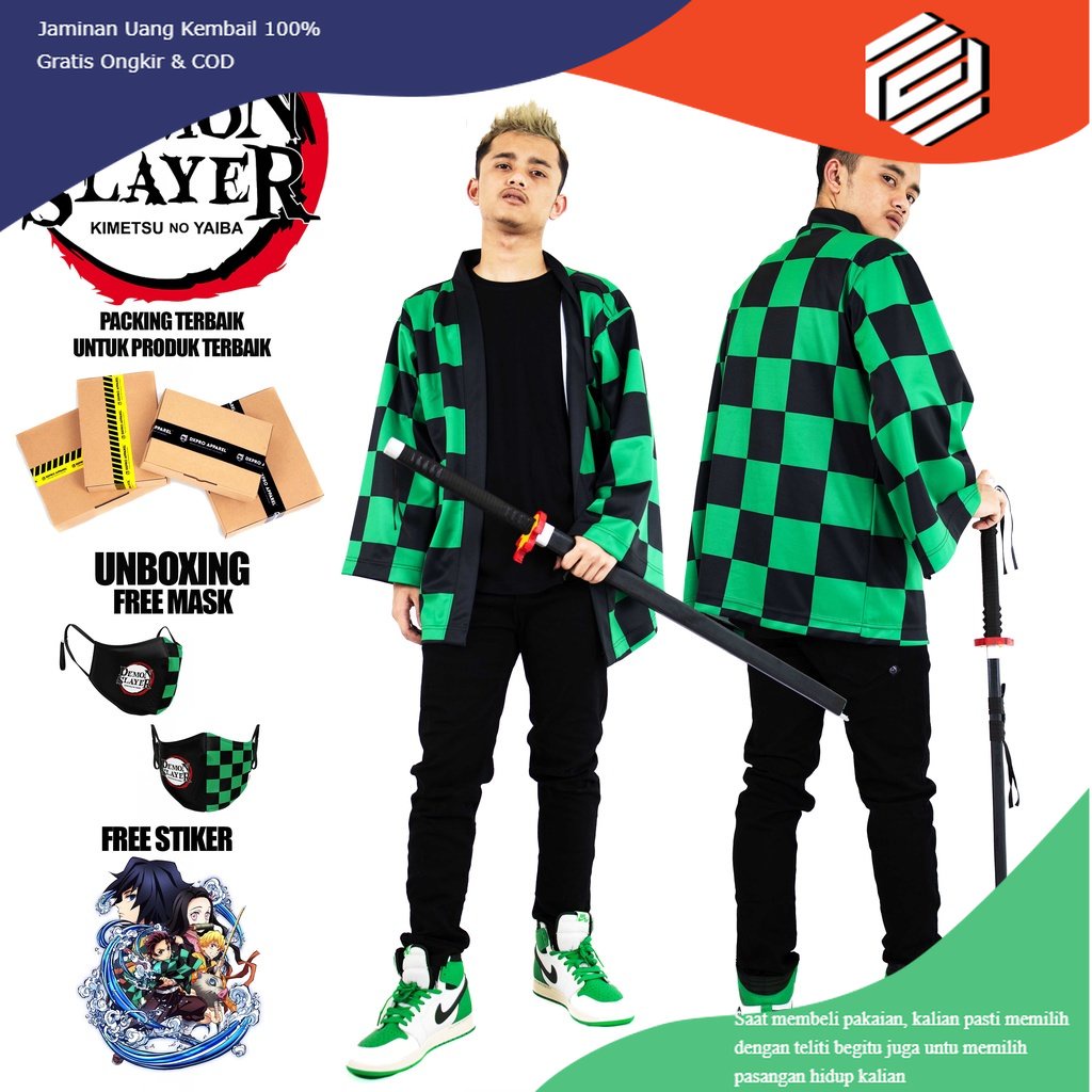 Haori Kimetsu no yaiba KIMONO TANJIRO KAMADO ZENITSU AGATSUMA DEMON SLAYER COSPLAY Kimono Jepang