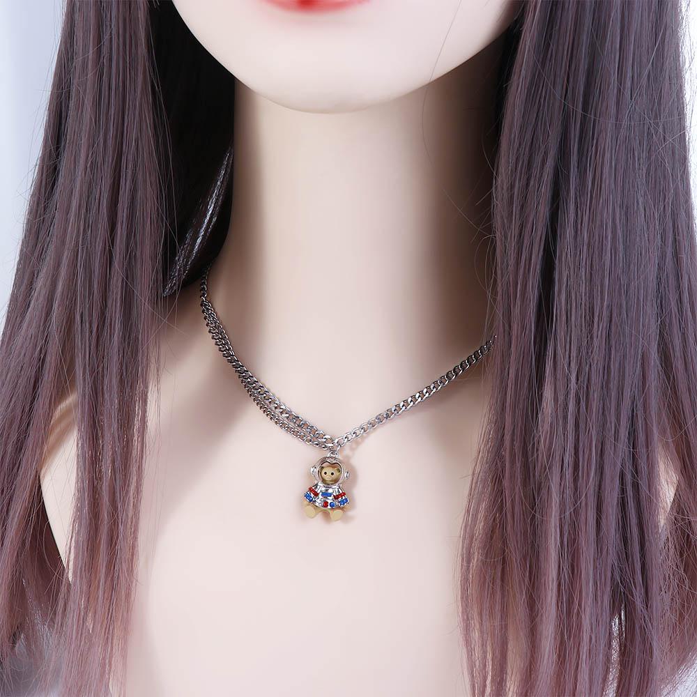 Mxbeauty Wanita Kalung Korea Kartun Perempuan Double Layer Choker Leher Perhiasan Sweater Rantai Kalung