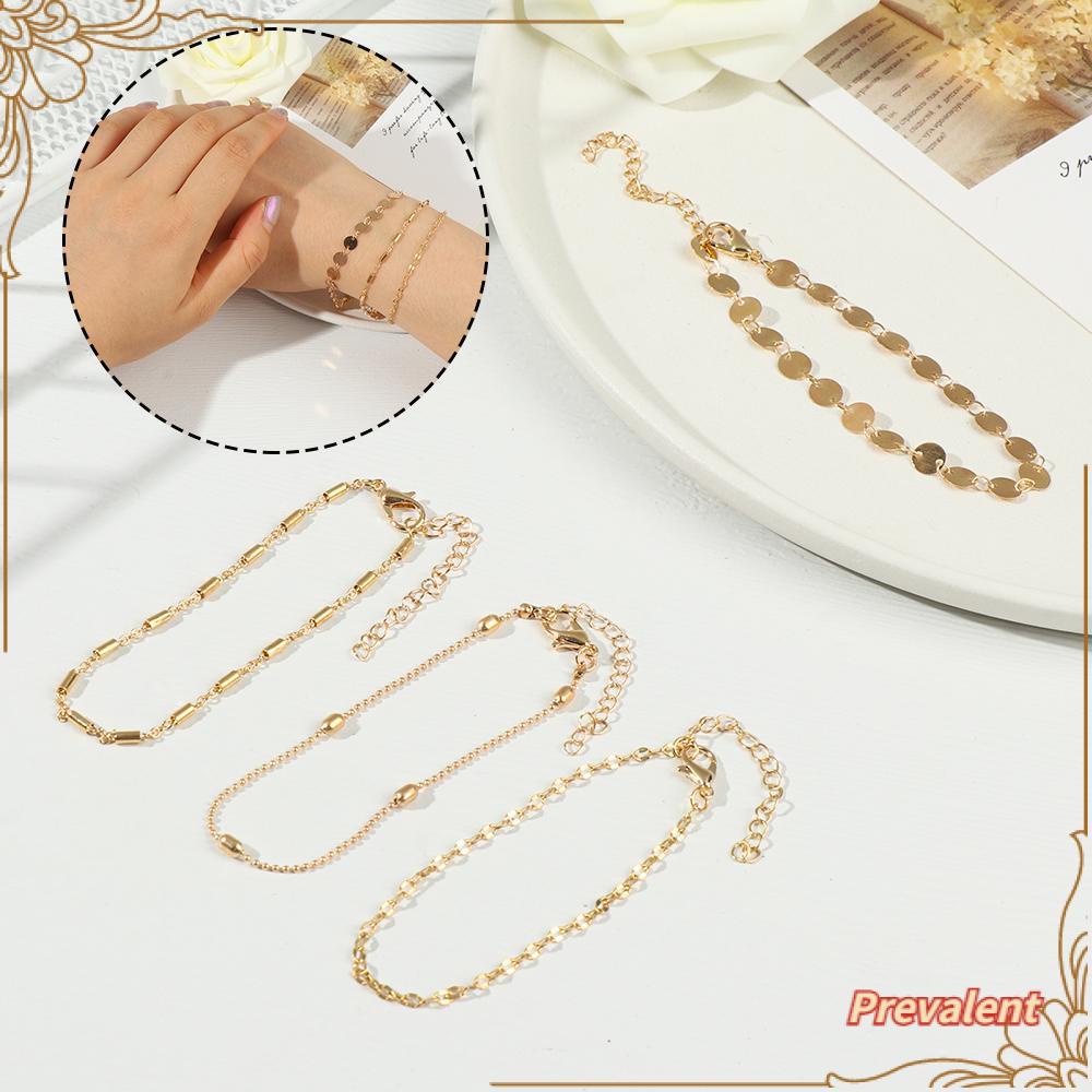 Preva 4buah/Set Gelang Set Wanita Multi-Layer Rantai Adjustable