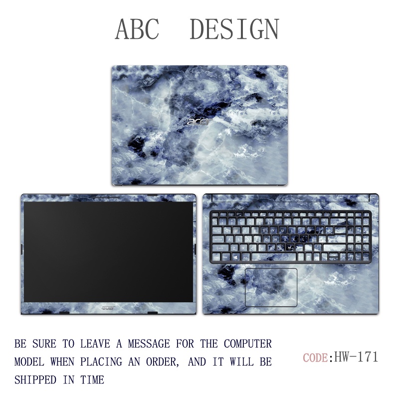 3pcs ABC 14 &quot;Laptop Pelindung Komputer Vinyl Stiker Warna Solid Motif Kartun Untuk ACER Aspire 3aspire 5a514 A514-55 A514-54 Aspire 7 A715-76 Case Pelindung