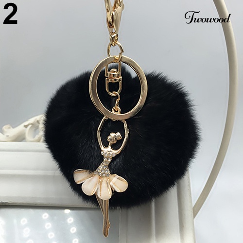 Twowood Fashion Charm Bola Bulu Mobil Liontin Handbag Keyring Pompom Ball Decor Keychain