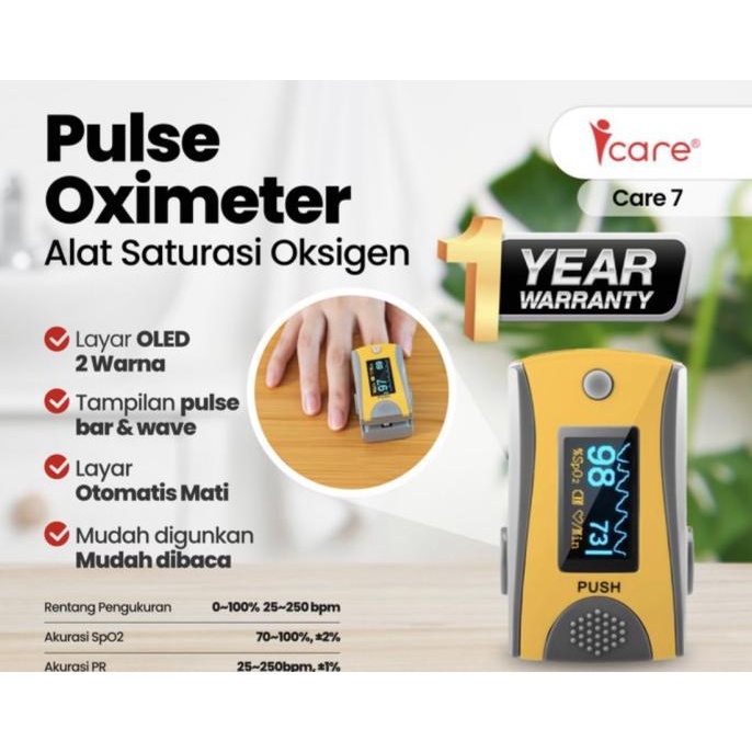 FINGER PULSE OXYMETER ICARE I-CARE 7 GEA OXIMETER SATURASI OKSIGEN