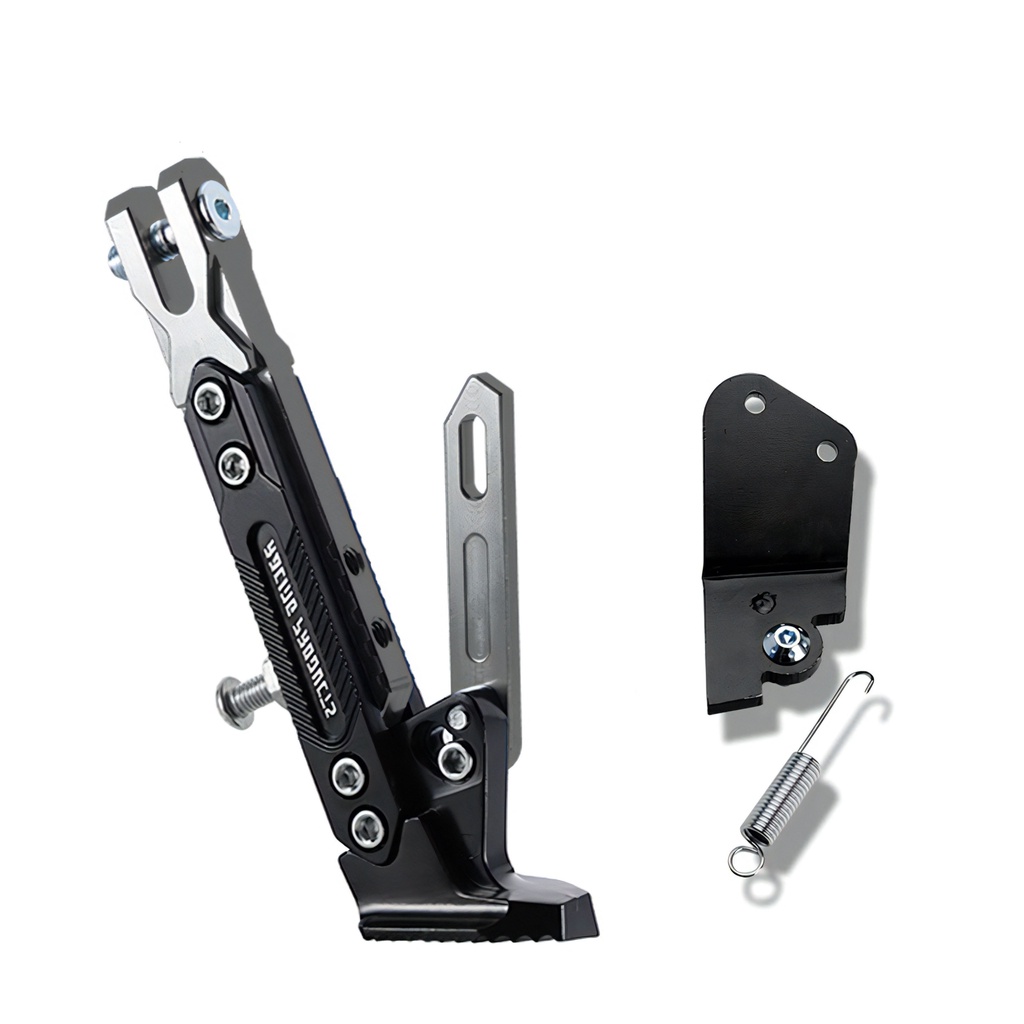 Sepeda Motor Tinggi Disesuaikan Side Stand Foot Bracket Kickstand Tripod CNC Aluminium Alloy Kick Side