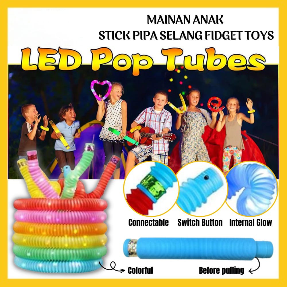 Mainan Viral LED Pop Light Menyala Dalam Gelap Pop Pipes LED Pop Tubes