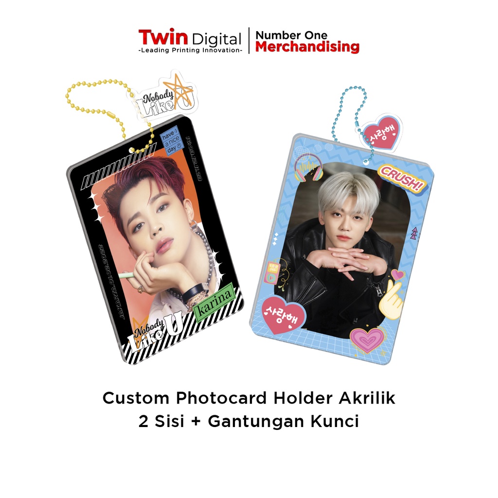 Twindigital Custom Design Photocard Holder Akrilik 2 Sisi Free Gantungan Kunci Poca Frame Deco - Cas