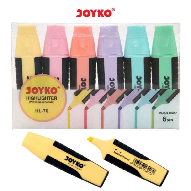 

(1 Set/6 Warna) GROSIR Highlighter Joyko HL-70 / Penanda Berwarna Joyko HL 70 (1 Set/6)