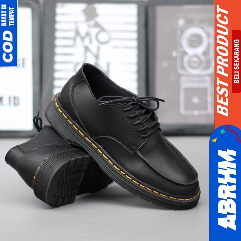 Sepatu Pantofel Kerja Formal Pria Docmart Low Boots Hitam Abrhm Aquila