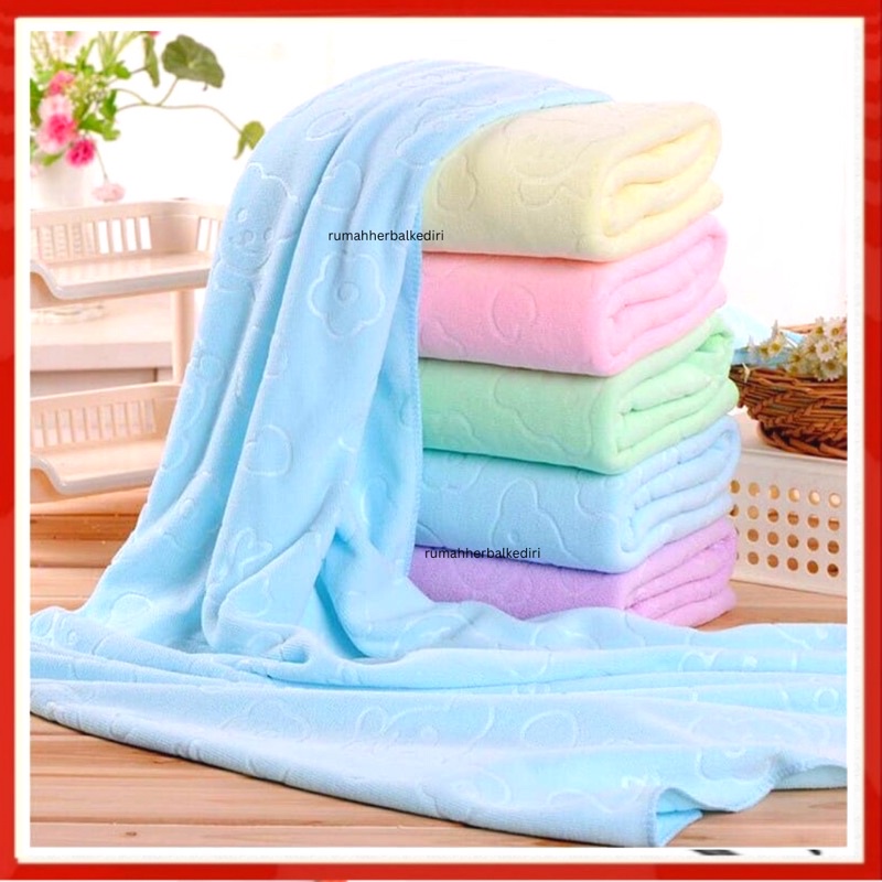 Handuk Mandi Ukuran 70x140Cm Motif Beruang / Quick Drying Bath Towel Karakter /