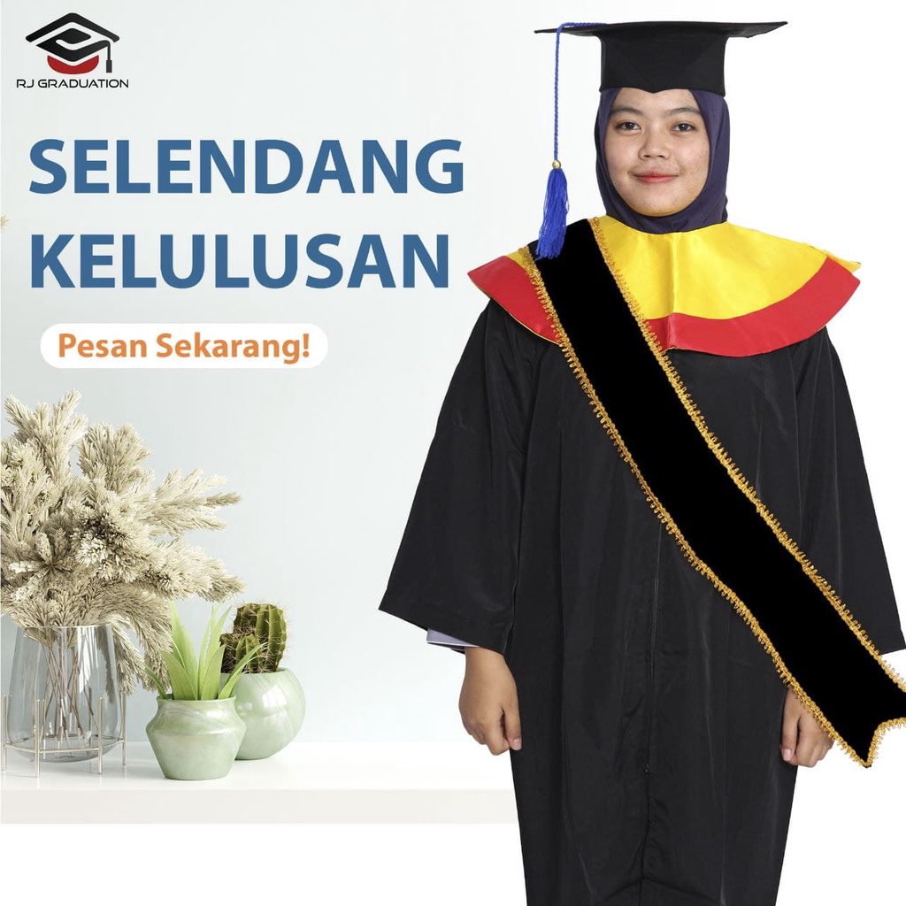 RJLINEN Selendang Wisuda Kelulusan Cumlaude Bludru Selempang Bordir Nama Beludru