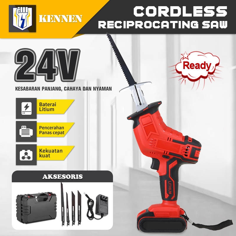 Premium (Mount) Chainsaw Gergaji Rantai Gergaji Elektrik Mini Portable Genggam Lithium Charger