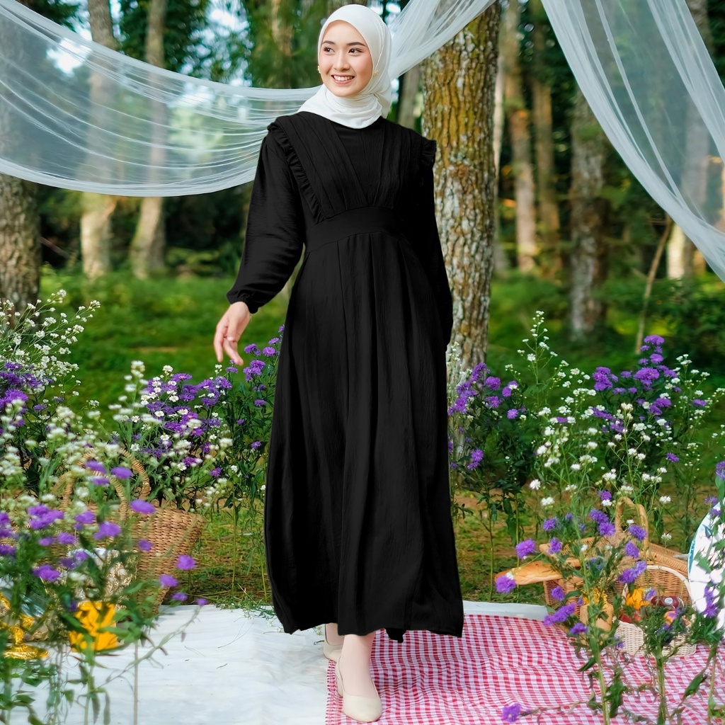 Gamis maxy Zeanez Crincle Airflow Demore 2 Ukuran L&amp;XXL