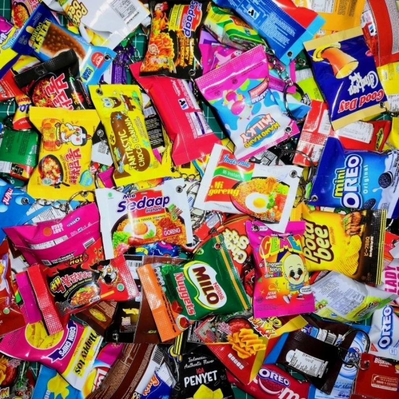 GANTUNGAN KUNCI SNACK MINIATUR / SOUVENIR GANCI SNACK LUCU MURAH