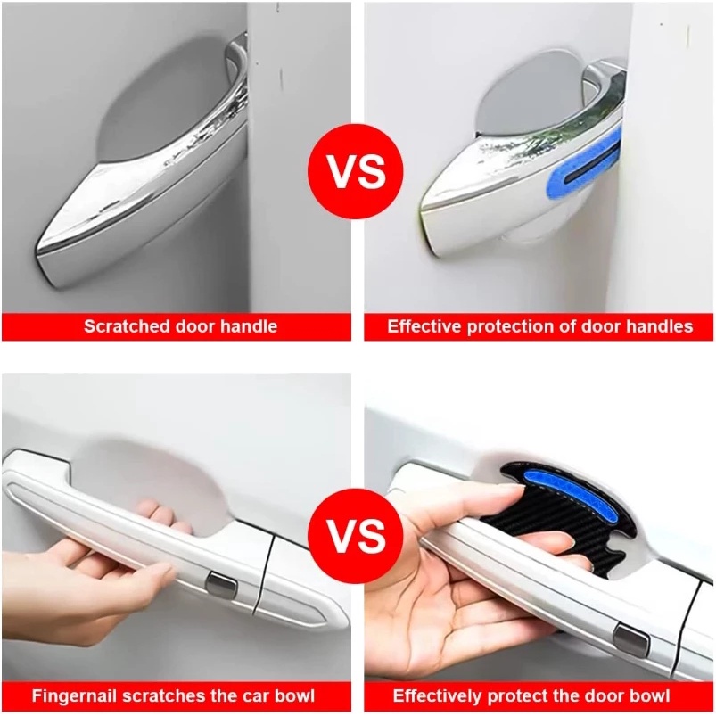 8stiker Gagang Pintu Motif Serat Karbon 3d universal anti Gores Stiker Pengaman Mobil strip Reflektif Stiker Mobil