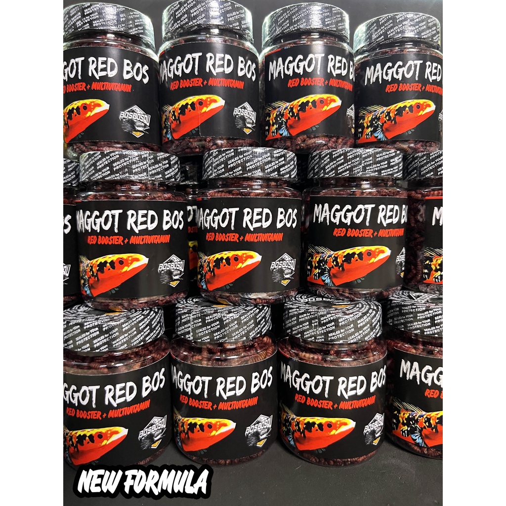 MAGGOT RED (MERAH) @BOS BOS QU GRADE A+ FREE STIKER ( NEW FORMULA) 30 GRAM