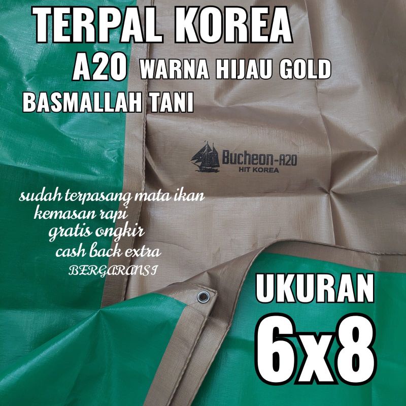 Terpal KOREA A20 Warna Hijau Gold ukuran 6x8 meter merk TRECK