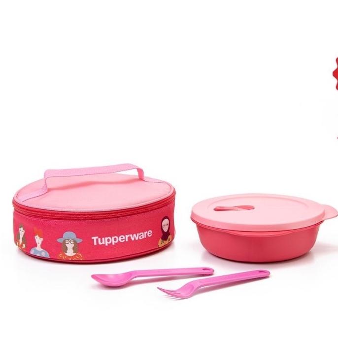 Tupperware crystalwave lunch box set (1) tempat bekal makan free tas