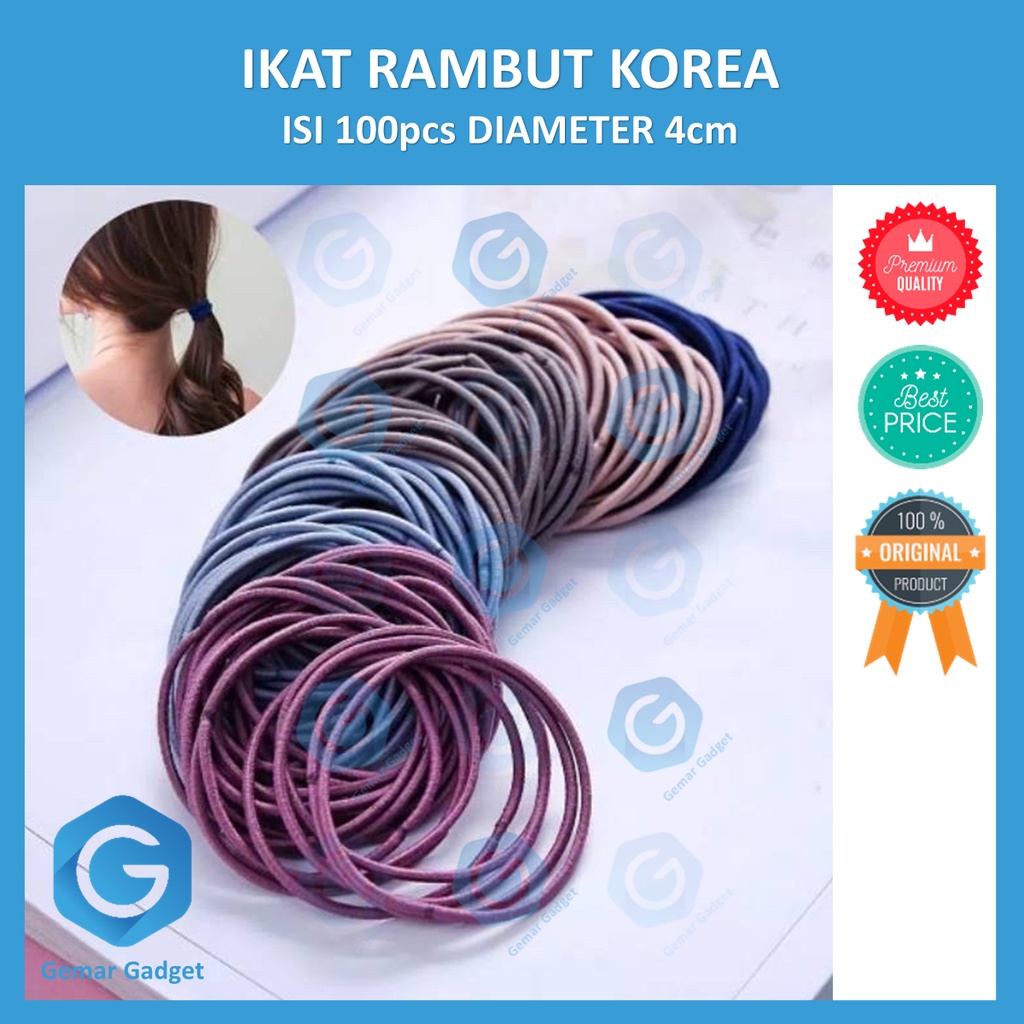 Ikat Rambut Karet Gelang Korea isi 100 pcs Bonus Pouch