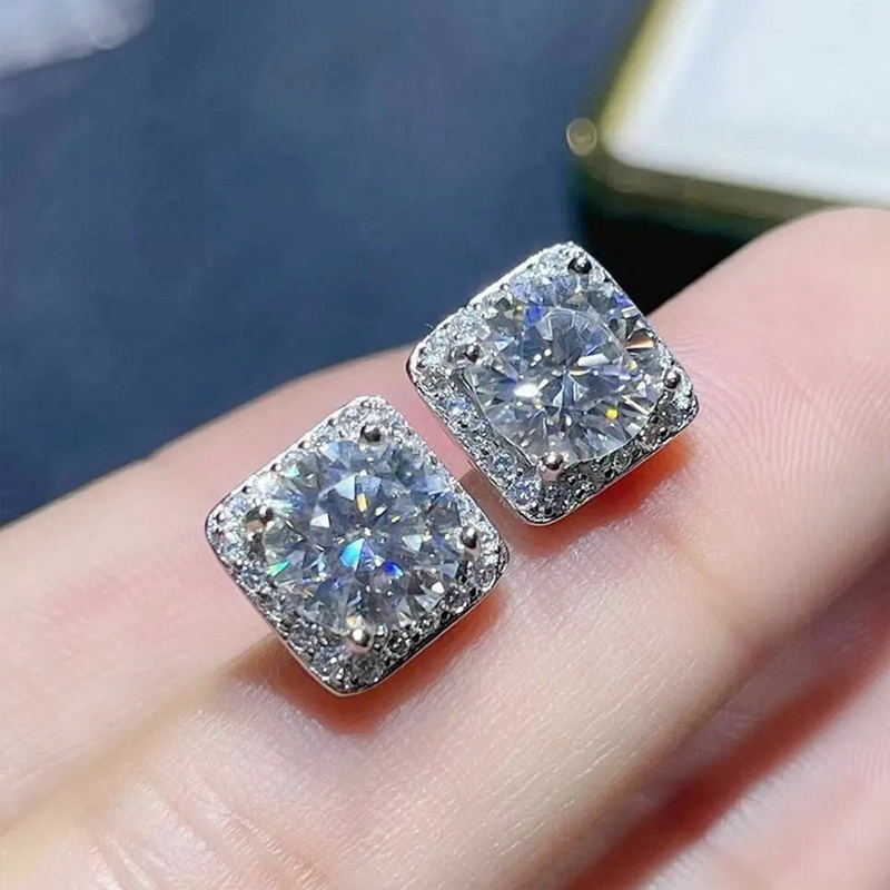 Fancyqube Brilliant Crystal Cubic Zirconia Stud Anting Wanita Untuk Pernikahan Kualitas Bagus Warna Perak Tindik Telinga Aksesori Fashion