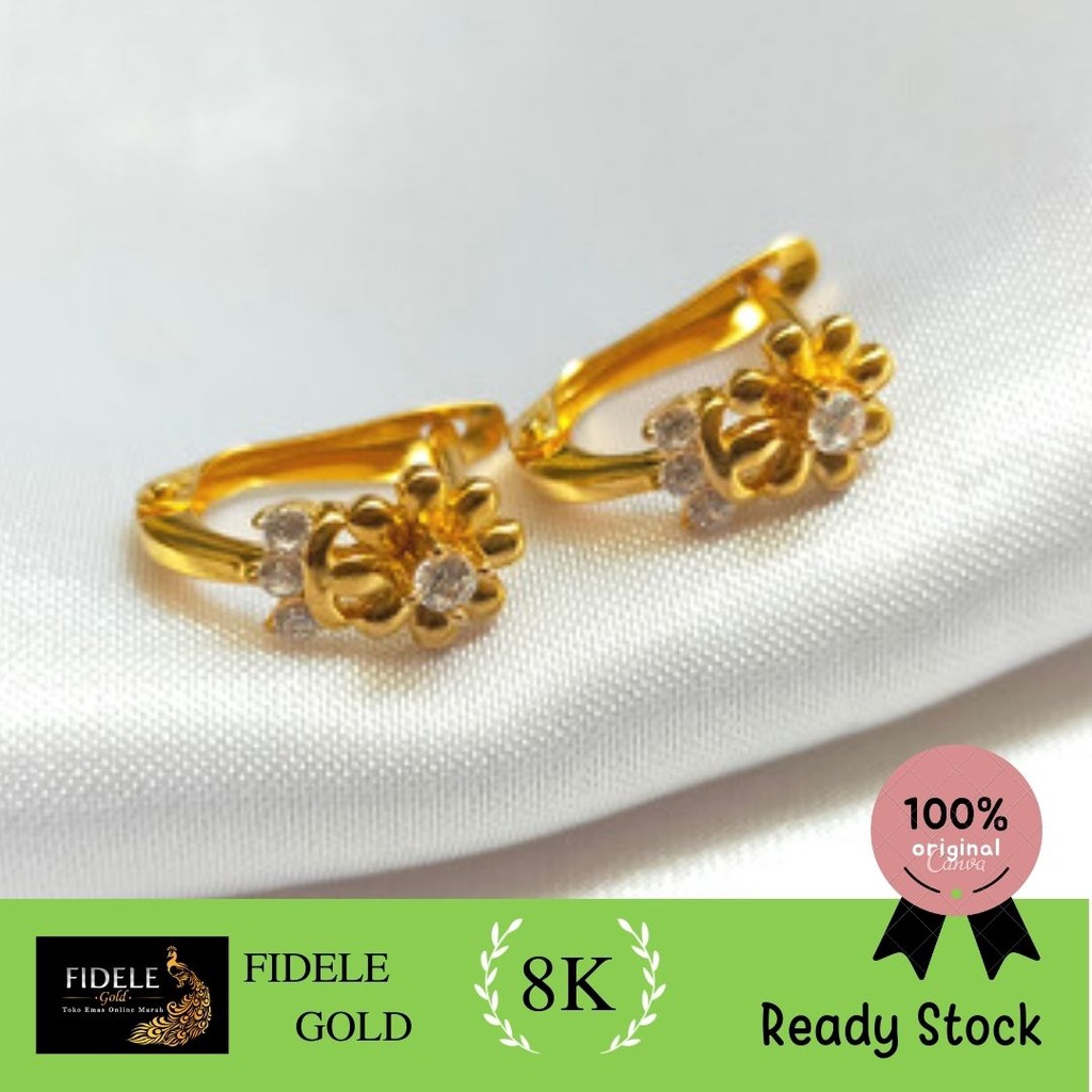 Anting emas Bunga Cantik Anting Emas 375 Kadar muda anting klep