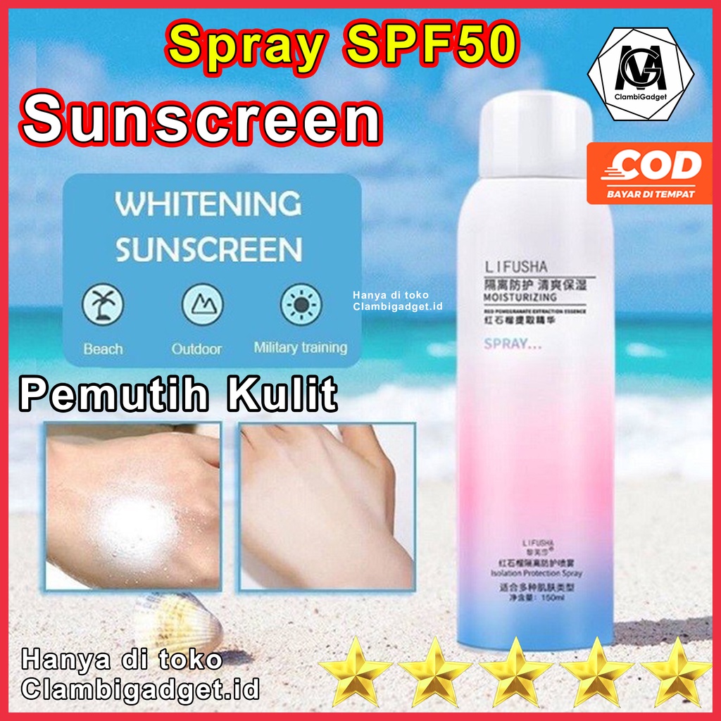 SUNSCREEN SPRAY PEMUTIH KULIT LIFUSHA ORIGINAL PEMUTIH INSTANT MOISTIRIZING Spray Whitening Spray Is