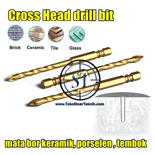 Mata Bor Tombak 8mm Tungsten Carbide Cross Head Keramik Granit Porselin Kaca Segitiga Ceramic Tile