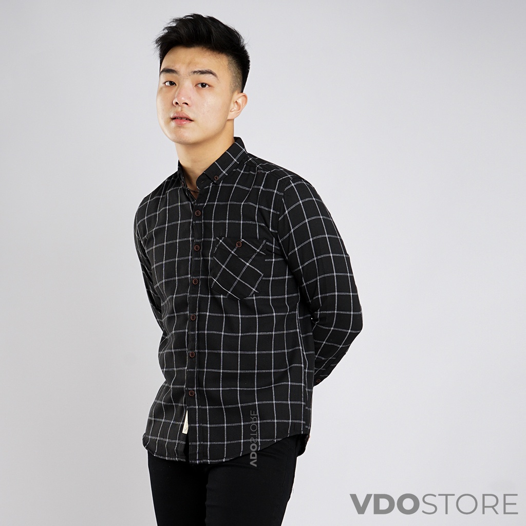 KEMEJA FLANEL PRIA 29 BLACK WHITEY - M L XL - KEMEJA LENGAN PANJANG VDOSTORE DEWASA BAJU FLANNEL TANGAN PANJANG HITAM NAVY ABU MOTIF KEMEJA COWOK MURAH DEWASA SANTAI TEBAL KUALITAS IMPORT BAJU CATUR PANEL FANEL