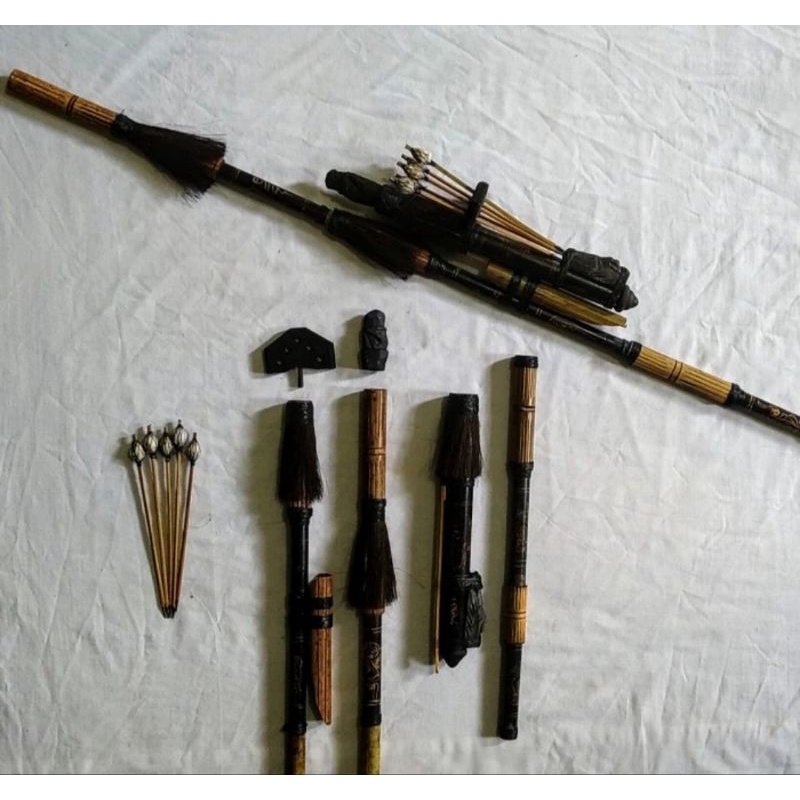 aksesoris kepala dan tangan dan kaki // set bulu kepala dan tangan dan kaki // aksesoris adat dayak