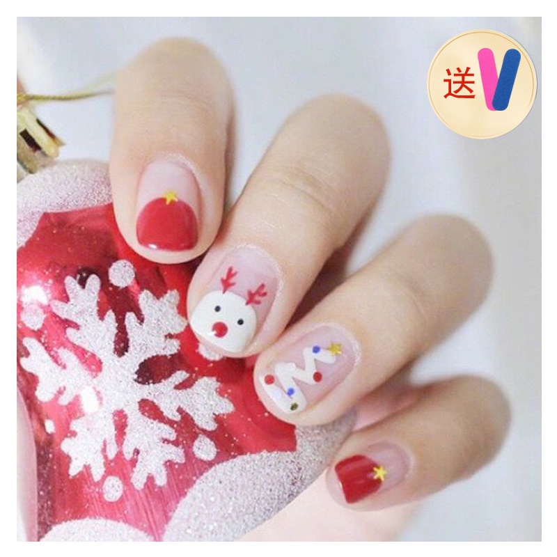 Stiker Natal Chrismas  Set 14 Nail  Art Manicure Tempelan Stiker Kuku Stiker Kuku lucu