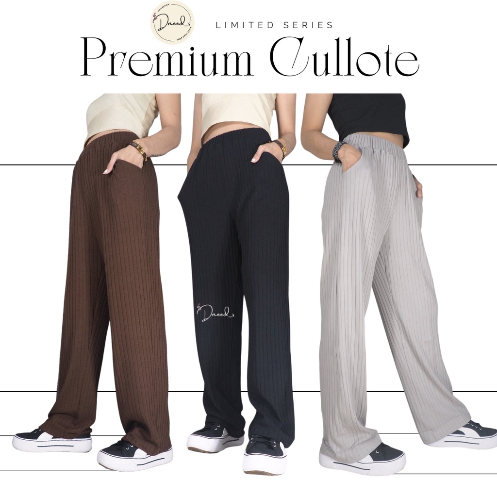 Dneeds - Korean Cullote Long Pants Trousers Wanita - Celana Kulot Highwaist -  Celana Panjang Wanita