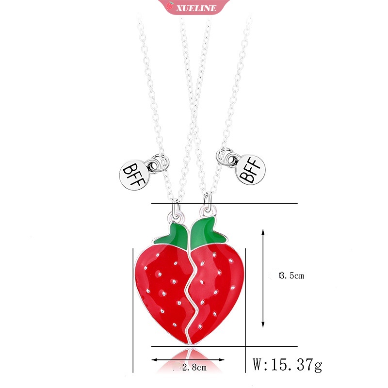 Kalung Strawberry Manis Magnet Batu Teman Baik Teman Baik Kreatif Wanita Kerah Rantai Set Paduan Tetesan Minyak BFF Gadis Aksesoris Hadiah [ZXL]