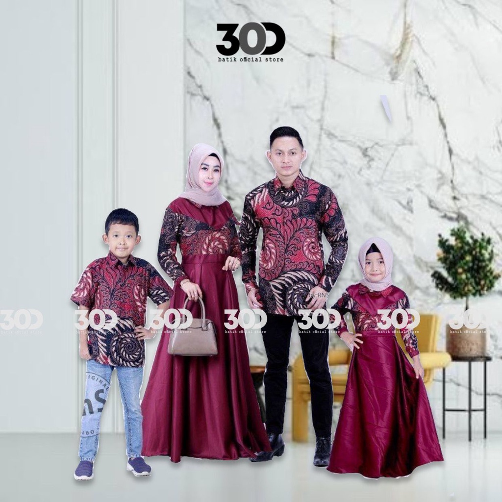 Sarimbit Keluarga 2023 Lebaran Maroon New Valvet Series Baju Batik Couple keluarga Terbaru Pasangan 