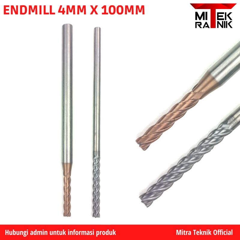 Milling Endmill Carbide 4mm Panjang 100mm Bor Endmill