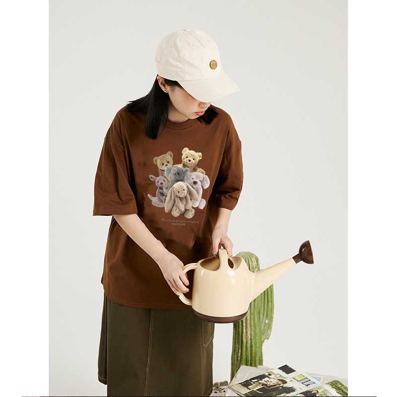 Korean style Cute Bear pattern printing lengan  pendek kaos oblong wanita/baju kaos wanita