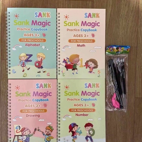 &lt;^ SJA ^&gt;  Buku Belajar Anak Sank Magic 1 Set Isi 4 Buku dan Pulpen Set Buku Latihan Belajar Menulis