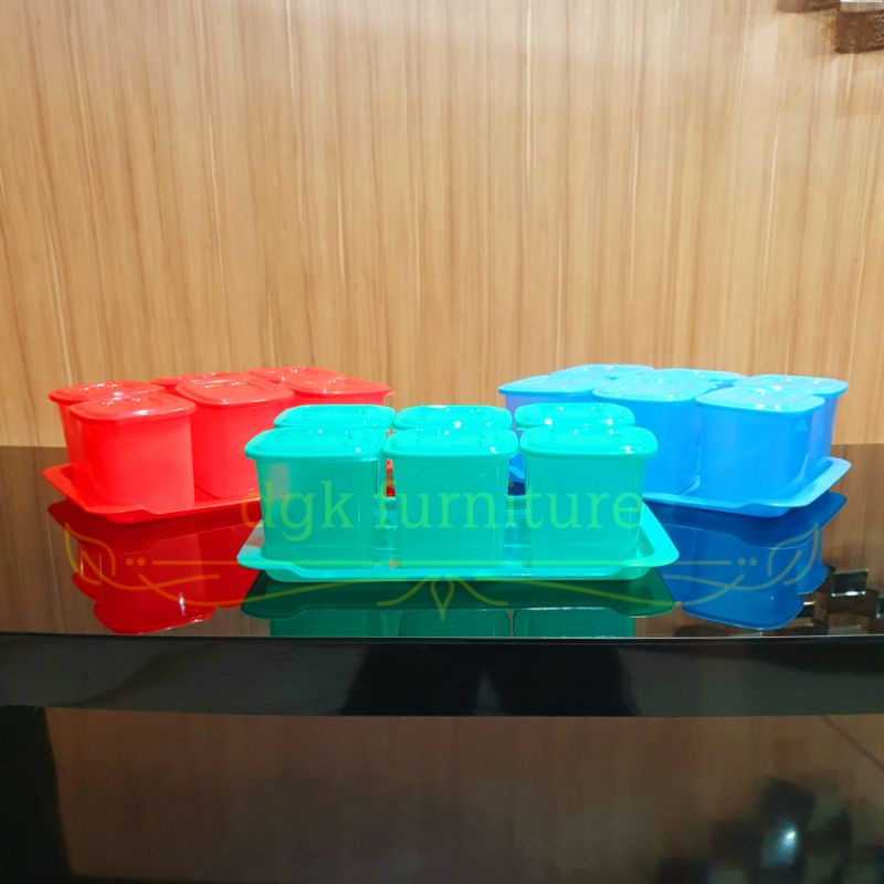 Toples Stoples Tempat Kue Kering Permen Segi Plastik Set Nampan 6 Pcs Buah