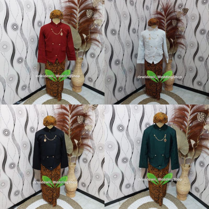 [Full Set] Baju Adat Jawa Cowok / Baju Manggolo / Baju Pagar Bagus | Nuansa Solo Warna Lengkap