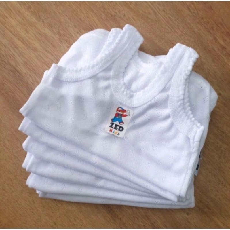 grosir 12pcs/1Lusin SINGLET ANAK LAKI2 & WANITA MOTIF BERPORI (bolong2) merek zeds kids/kaos kutang 