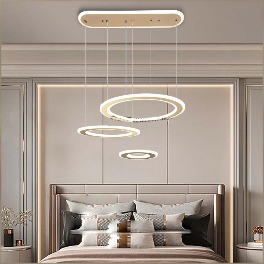 Lampu gantung MODERN MINIMALIS WHITE 3 RING LED hommy simple elegan pendant light living dining tabl